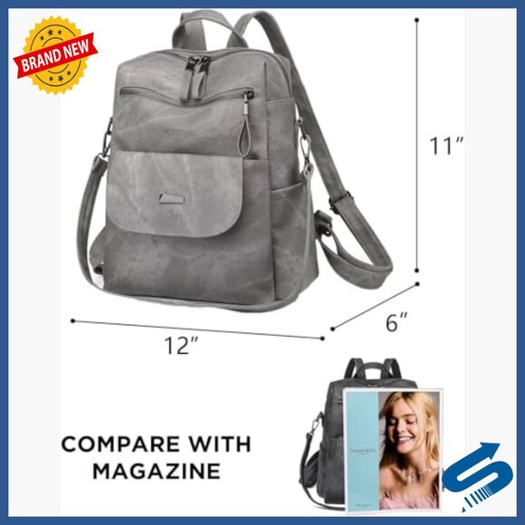 PU Leather Backpack Purse Multipurpose Handbag Adjustable Strap Travel main image 4